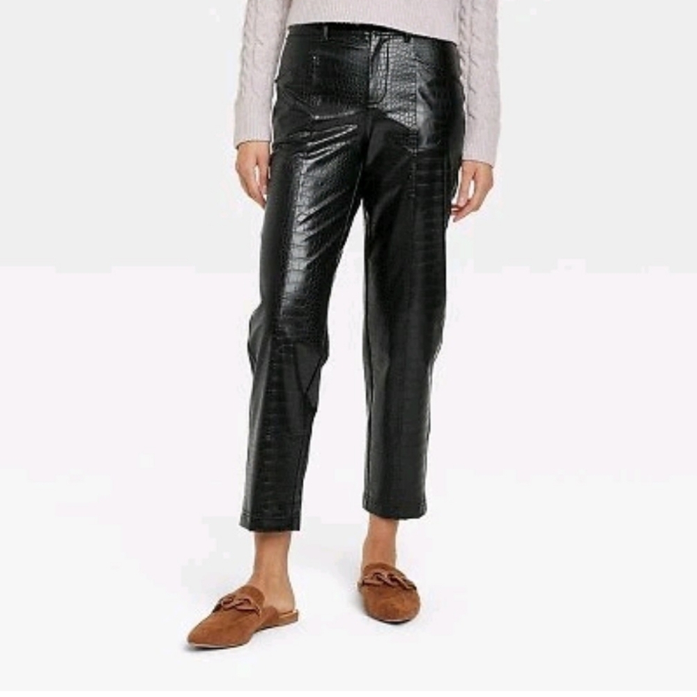 A New Day High Rise Faux Croc Leather Ankle Pants